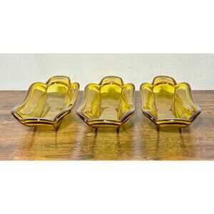 Vintage Indiana Glass Amber Banana Split Trays Set of 3